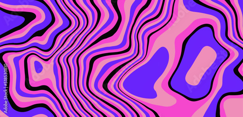 The 1970s-style wavy retro background in a psychedelic bright acidic colors.