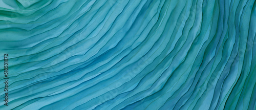 アルコールインクの抽象背景）青緑の層　横長テンプレート　ビンテージ　ナチュラル　アート　波　手描き photo