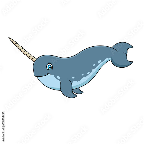 Cute narwhal cartoon.Vector illustration.Cute animal cartoon