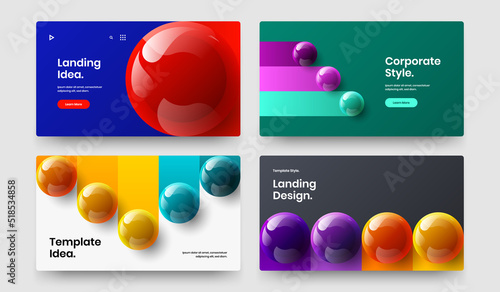 Isolated presentation vector design concept bundle. Colorful realistic spheres cover template composition.