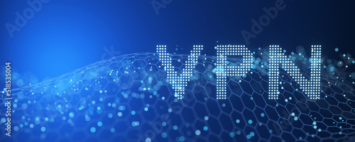 VPN concept. vpn inscription on abstract network background. 3D render.