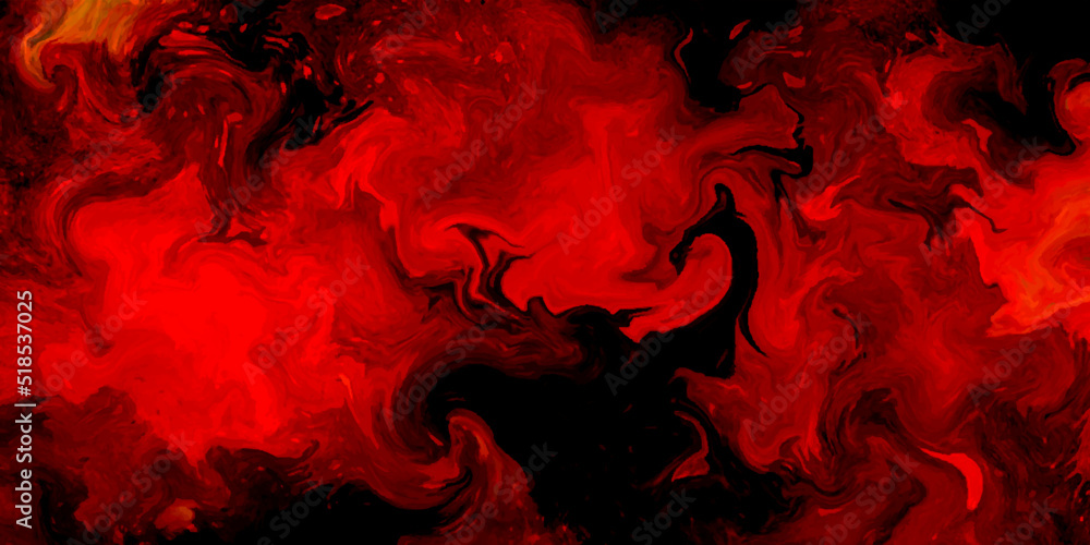 Fototapeta premium Fire flames on a red, yellow grunnge stone background with Luxurious colorful liquid marble surfaces design. Abstract color acrylic pours liquid marble surface design. 