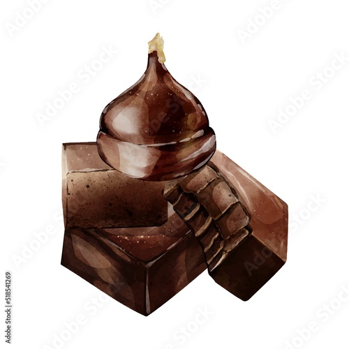Set of dark chocolate watercolor vector design