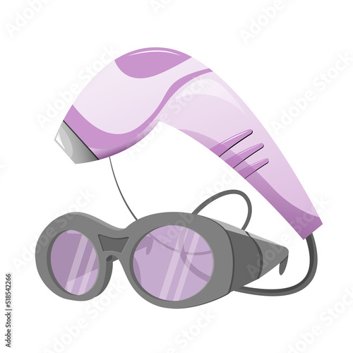 diode epilator with goggles, photoepilator, electric, intense pulsed light, body hair removal, hair follicle destruction machine