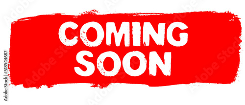 Coming Soon - Bald verfügbar - Roter Banner mit weißer Schrift photo