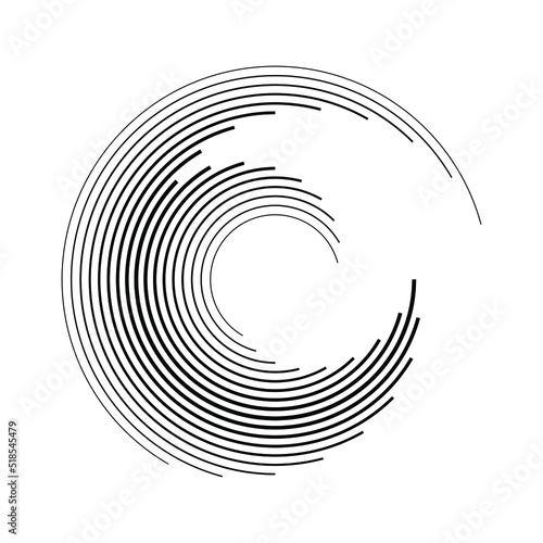 Abstract concentric lines in circle form. Vector illustration. Trendy design element for frame, logo, tattoo, sign, symbol, web, prints, posters, template, pattern and abstract background
