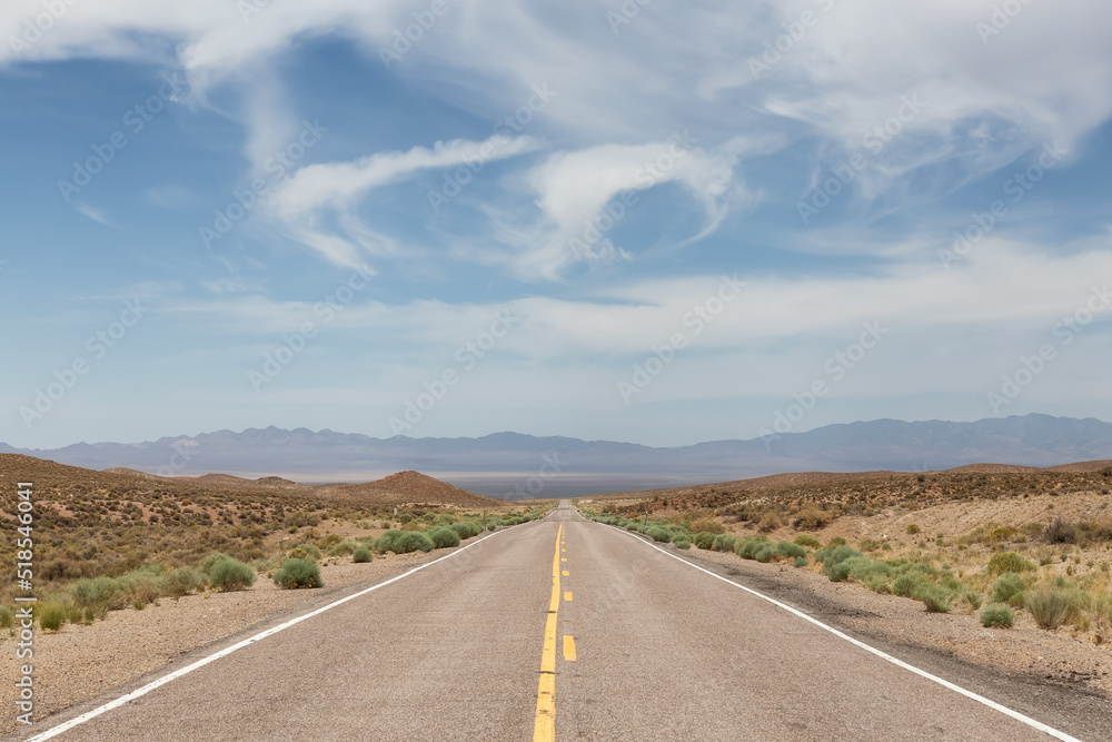 Scenic Road in the desert of American Nature Landscape. Nevada, United States of America. Scenic Road in the desert of American Nature Landscape. Nevada, United States of America.