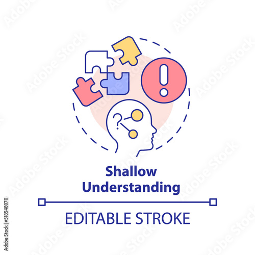 Shallow understanding concept icon. Microlearning disadvantage abstract idea thin line illustration. Academic content. Isolated outline drawing. Editable stroke. Arial, Myriad Pro-Bold fonts used