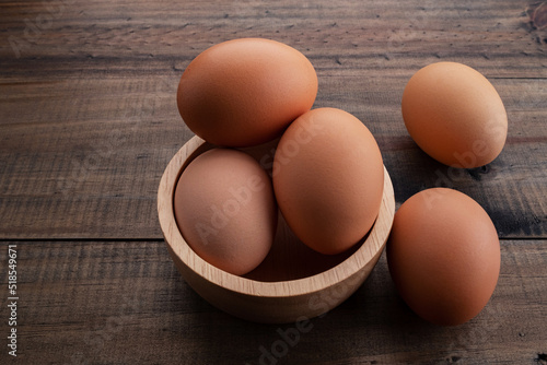 egg on wood background, fresh egg 