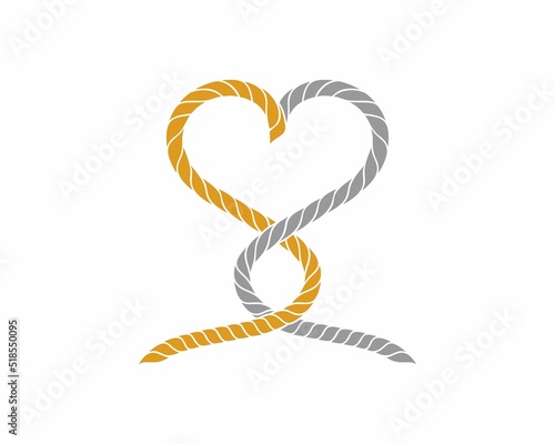 Gold and silver connection forming love shape