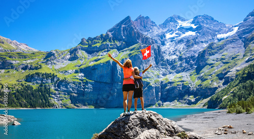 family travel in Switzerland- Oeschinensee photo