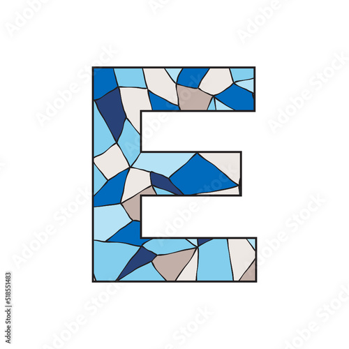 stained glass pattern inside letter E