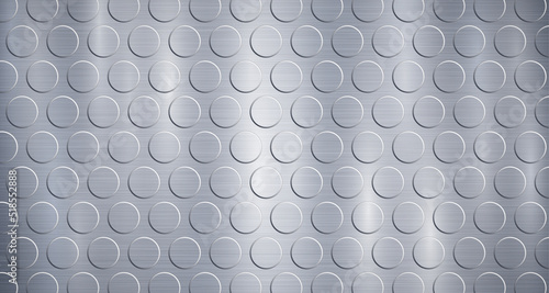 Abstract metallic background in light blue colors with highlights and a texture of voluminous convex circles