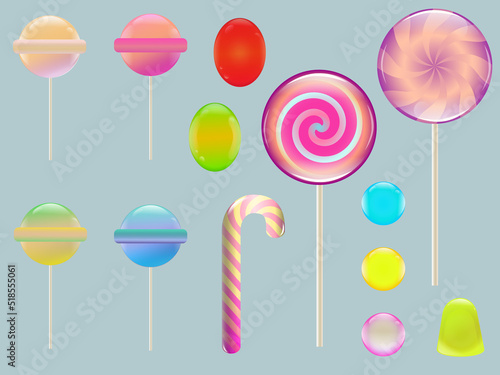 set sweets lolipop candy 