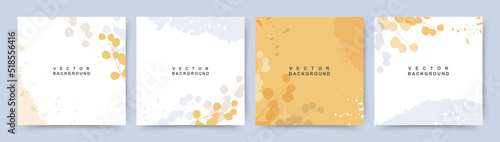 Autumn square backgrounds with simple yellow leaves. Frame with floral elements. Editable vector template for card, banner, invitation, social media post, poster, mobile apps, web ads