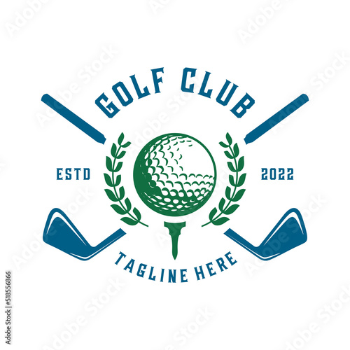 classic golf logo design. ball and stick in a circular shape. for golf clubs.