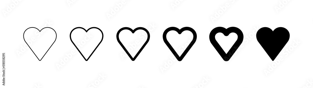 Heart shape icons. Set of pictogram hearts. Heart shape icons. Set of pictogram hearts.