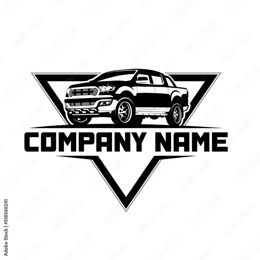 Obraz premium Double cabin pickup vector logo, used for automotive service company logos.