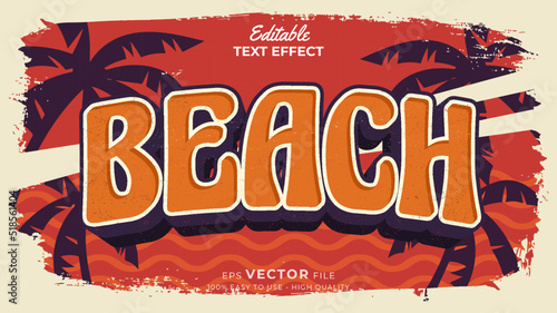 Editable text style effect - retro summer text in grunge style theme