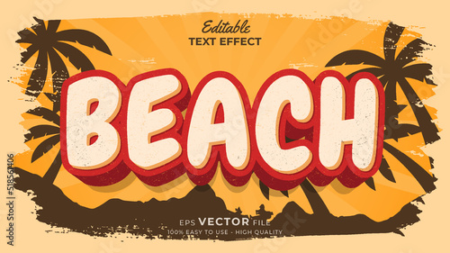 Editable text style effect - retro summer text in grunge style theme