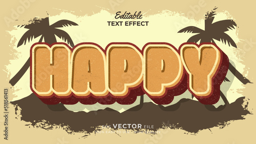 Editable text style effect - retro summer text in grunge style theme