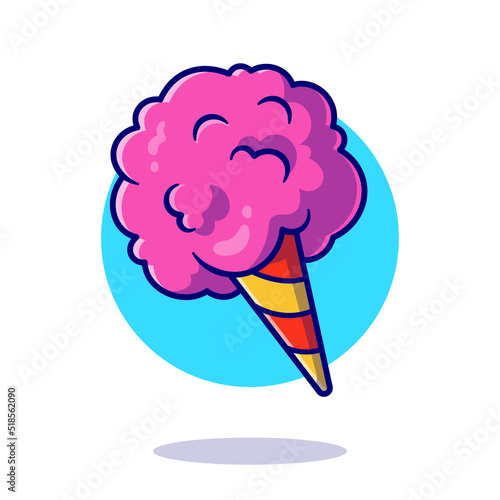 Cotton Candy Floss Cartoon Vector Icon Illustration. Food 
Object Icon Concept Isolated Premium Vector. Flat Cartoon 
Style