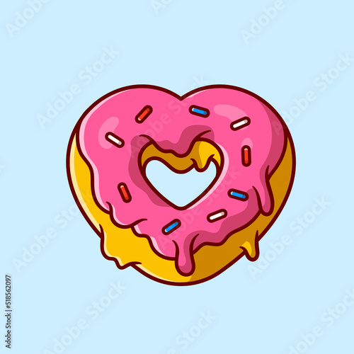 Love Doughnut Cream Cartoon Vector Icon Illustration. Food 
Object Icon Concept Isolated Premium Vector. Flat Cartoon 
Style
