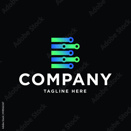 Monogram Tech Logo Icon Design Vector Template