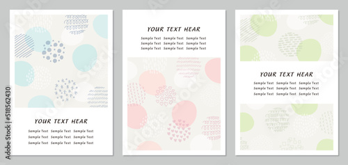 ナチュラル　手書き　水玉　背景　テンプレート　A4　セット　ベージュベース