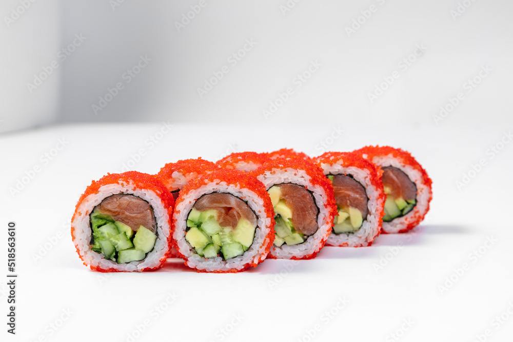 Roll California with trout. Roll California with trout.