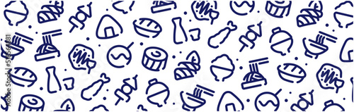 Japanese food icon pattern background wide banner