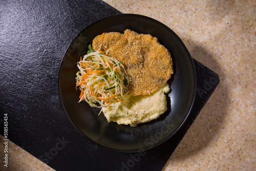 Mashed potatoes with chicken cutlet