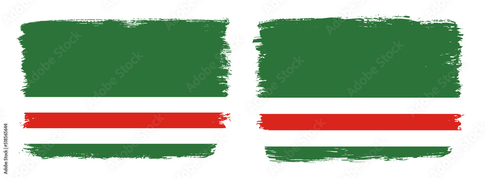 A set of two vector brush flags of Chechen Republic of Ichkeria with abstract shape brush stroke effect A set of two vector brush flags of Chechen Republic of Ichkeria with abstract shape brush stroke effect