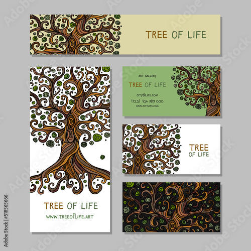 Vintage tree of life with roots, concept art for your business. Creative idea...