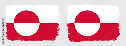 Free Download A set of two vector brush flags of Greenland with abstract shape brush stroke effect - GFXLoad