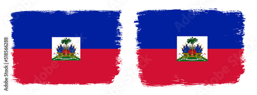 Free Download A set of two vector brush flags of Haiti with abstract shape brush stroke effect - GFXLoad