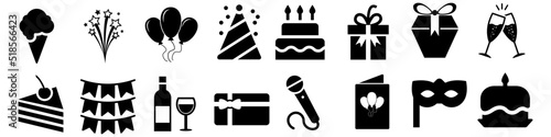 Photography Birthday icon vector set