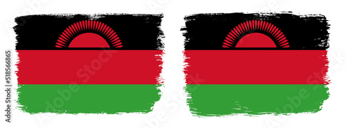 Free Download A set of two vector brush flags of Malawi with abstract shape brush stroke effect - GFXLoad