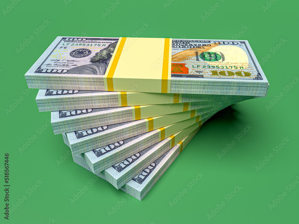 Stock illustrationen Big money stacks from dollars. Dollar finance
