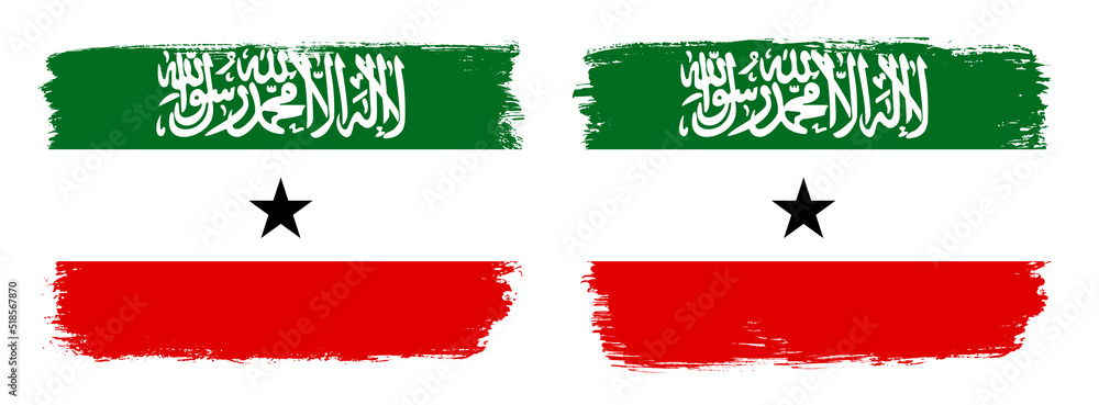A set of two vector brush flags of Somaliland with abstract shape brush stroke effect A set of two vector brush flags of Somaliland with abstract shape brush stroke effect