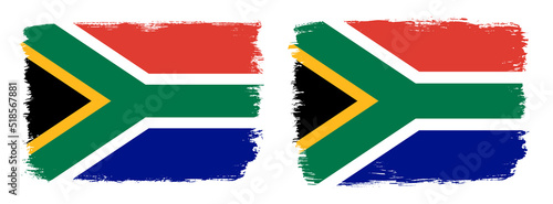 A set of two vector brush flags of South Africa with abstract shape brush stroke effect Free Download A set of two vector brush flags of South Africa with abstract shape brush stroke effect - GFXLoad