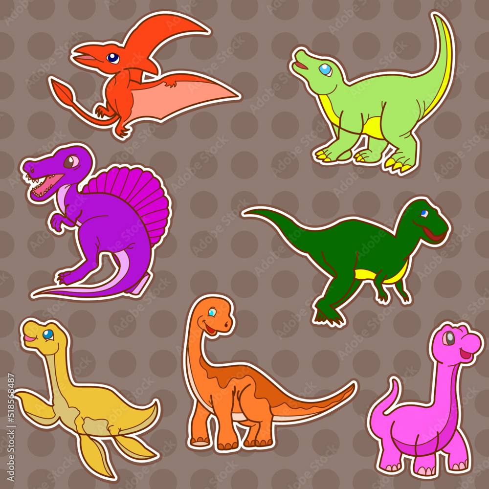 Obraz premium dinosaur sticker.doodle vector illustration