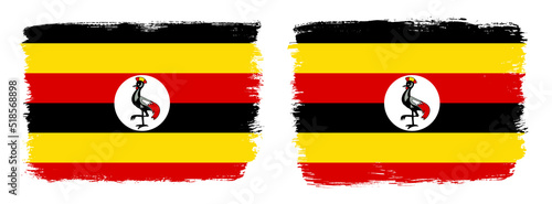 Free Download A set of two vector brush flags of Uganda with abstract shape brush stroke effect - GFXLoad