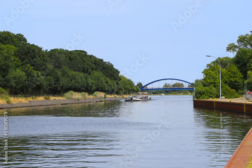 View of the Elbe - Havel Canal (Blue Ribbon) in Burg in Magdeburg, Saxony Anhalt - Germany photo