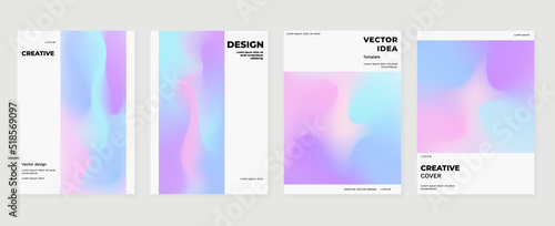 Abstract fluid gradient background vector. Hologram style cover template with shapes, colorful and liquid color. Modern wallpaper design perfect for social media, idol poster, photo frame.