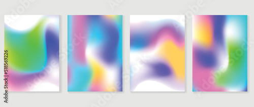 Abstract fluid gradient background vector. Hologram style cover template with shapes, colorful and liquid color. Modern wallpaper design perfect for social media, idol poster, photo frame.