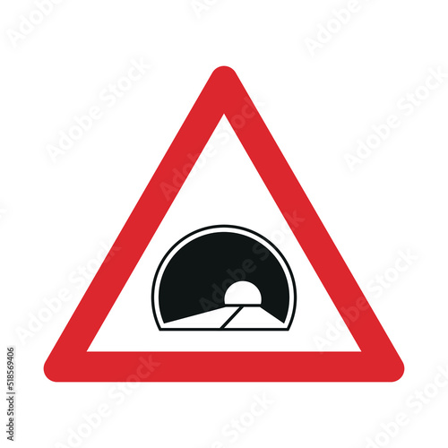 Traffic sign warning for a tunnel isolated on white background. Traffic sign isolated on white background. Vector illustration.