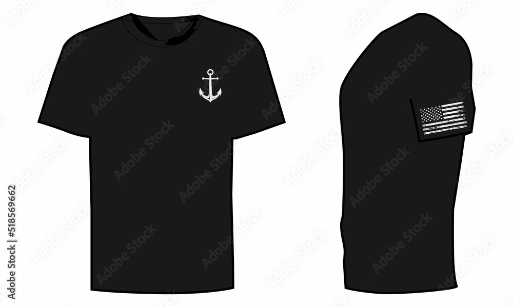 Naklejka premium USA Flag Navy Anchor T Shirt Design