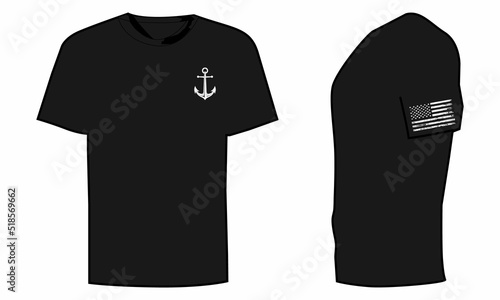 USA Flag Navy Anchor T Shirt Design
