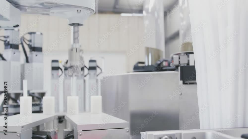 Automated machine. Robotic equipment at factory. High tech machinery plant. Modern production technologies. Commercial mass production. Automated machine. Robotic equipment at factory. High tech machinery plant. Modern production technologies. Commercial mass production.